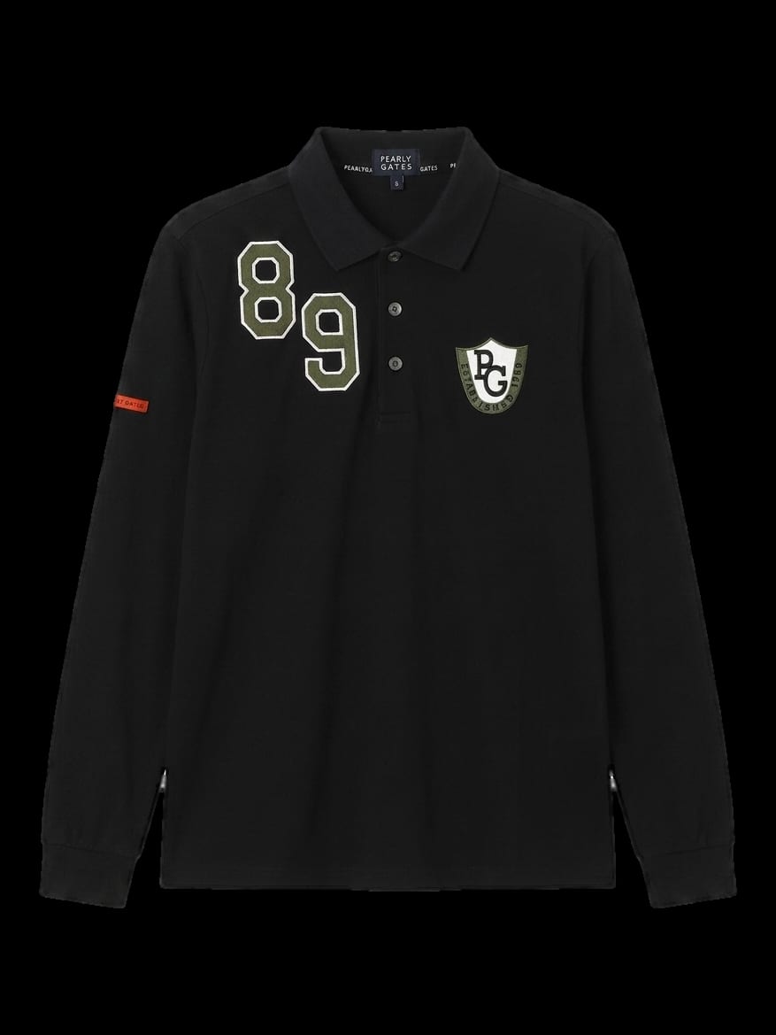 블랙 카키 빅로고 긴팔 카라티셔츠