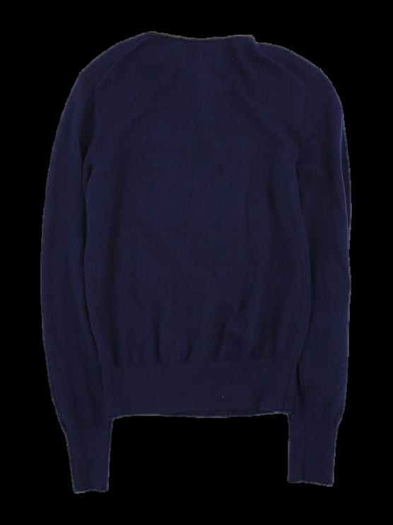 네이비 배색 카라 니트