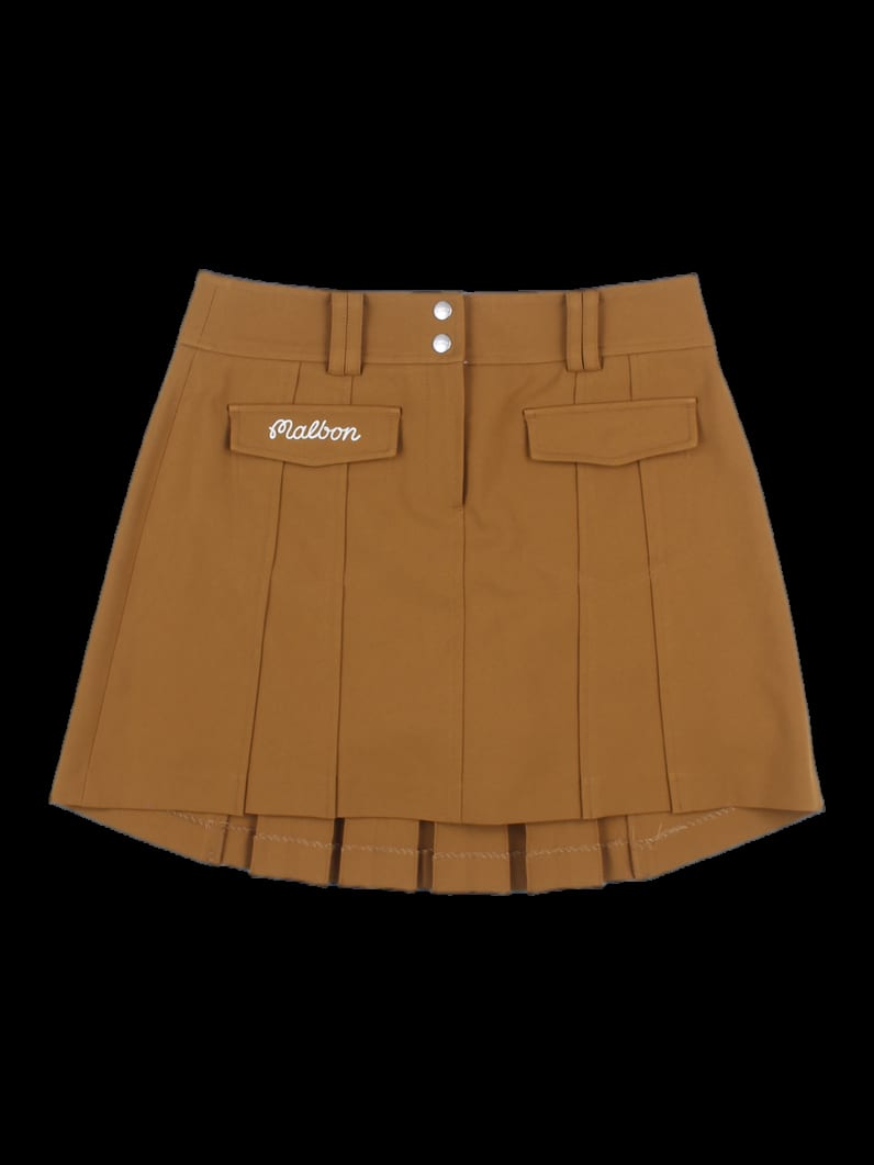 브라운 플리츠 미니 스커트