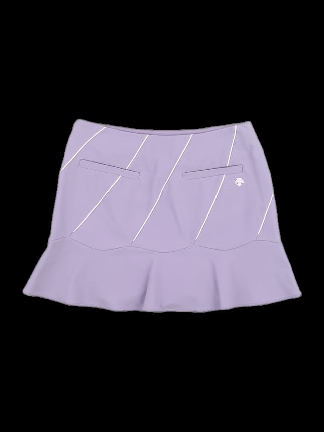 연보라색 대각선 파이핑 플레어 미니 스커트