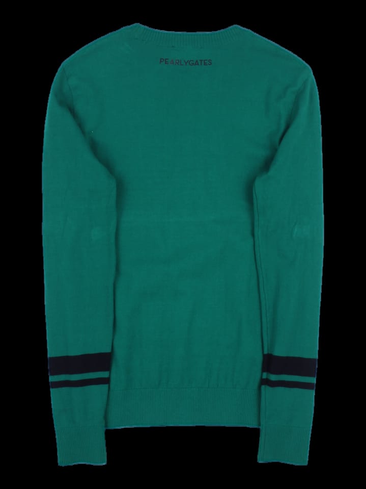 그린 로고 자수 긴팔 니트