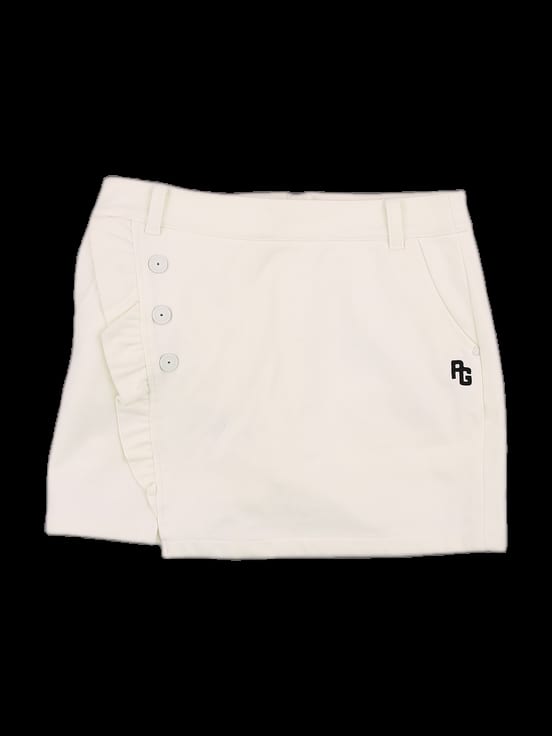 아이보리 언발란스 프릴 버튼 랩 스커트