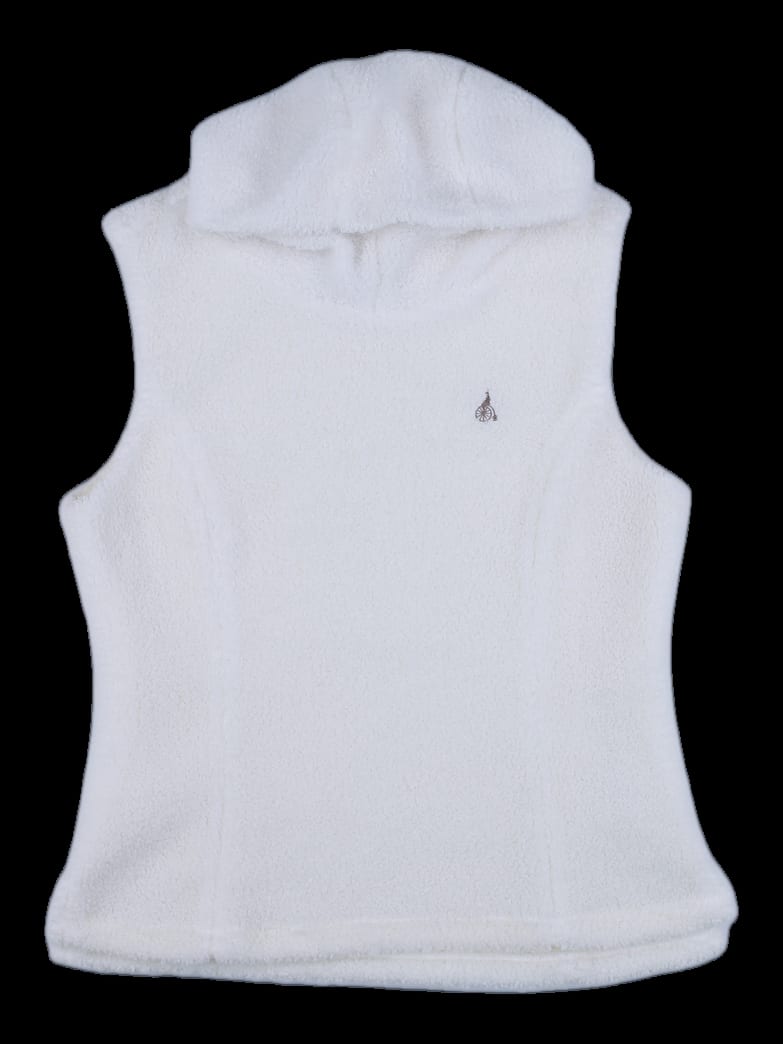 화이트 플리스 후드 베스트