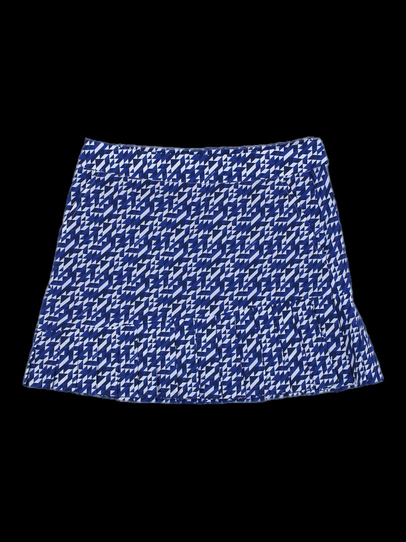블루 기하학 패턴 플리츠 스커트