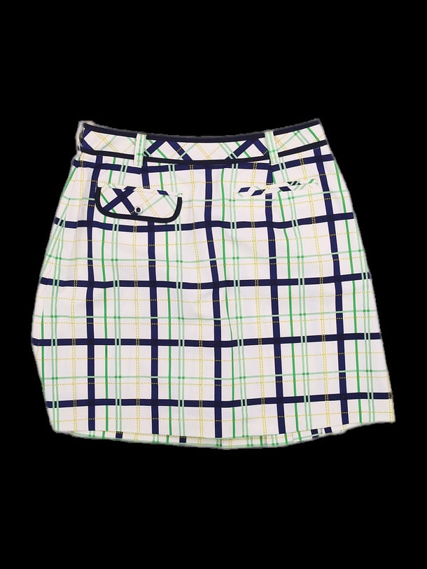 화이트 멀티 체크 플리츠 랩 스커트