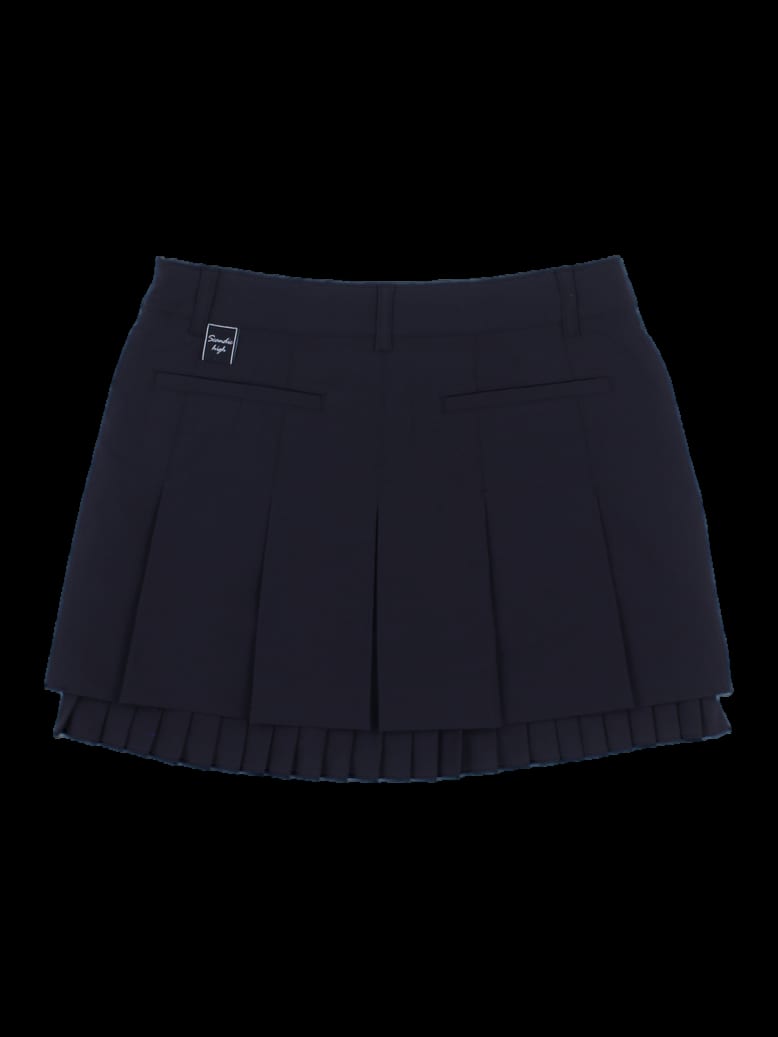 블랙 미니 주름 스커트