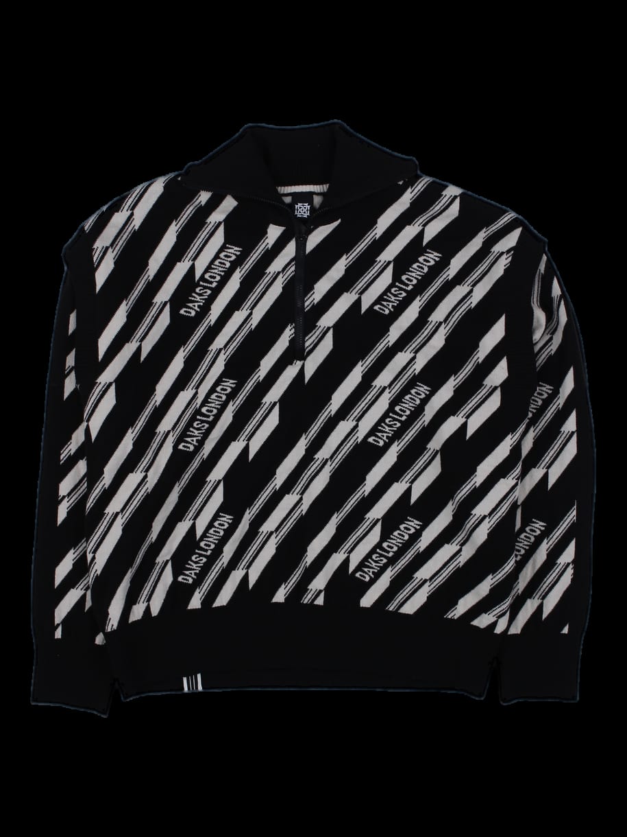 닥스 런던 로고 배색 반집업 니트