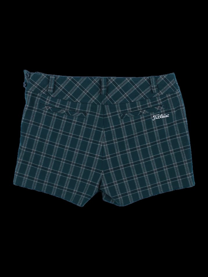 그린 체크 패턴 포켓 지퍼 숏팬츠