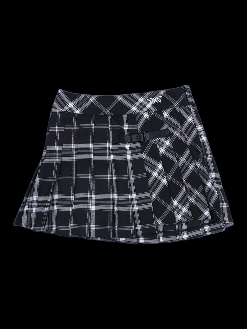 블랙 체크 플리츠 스커트