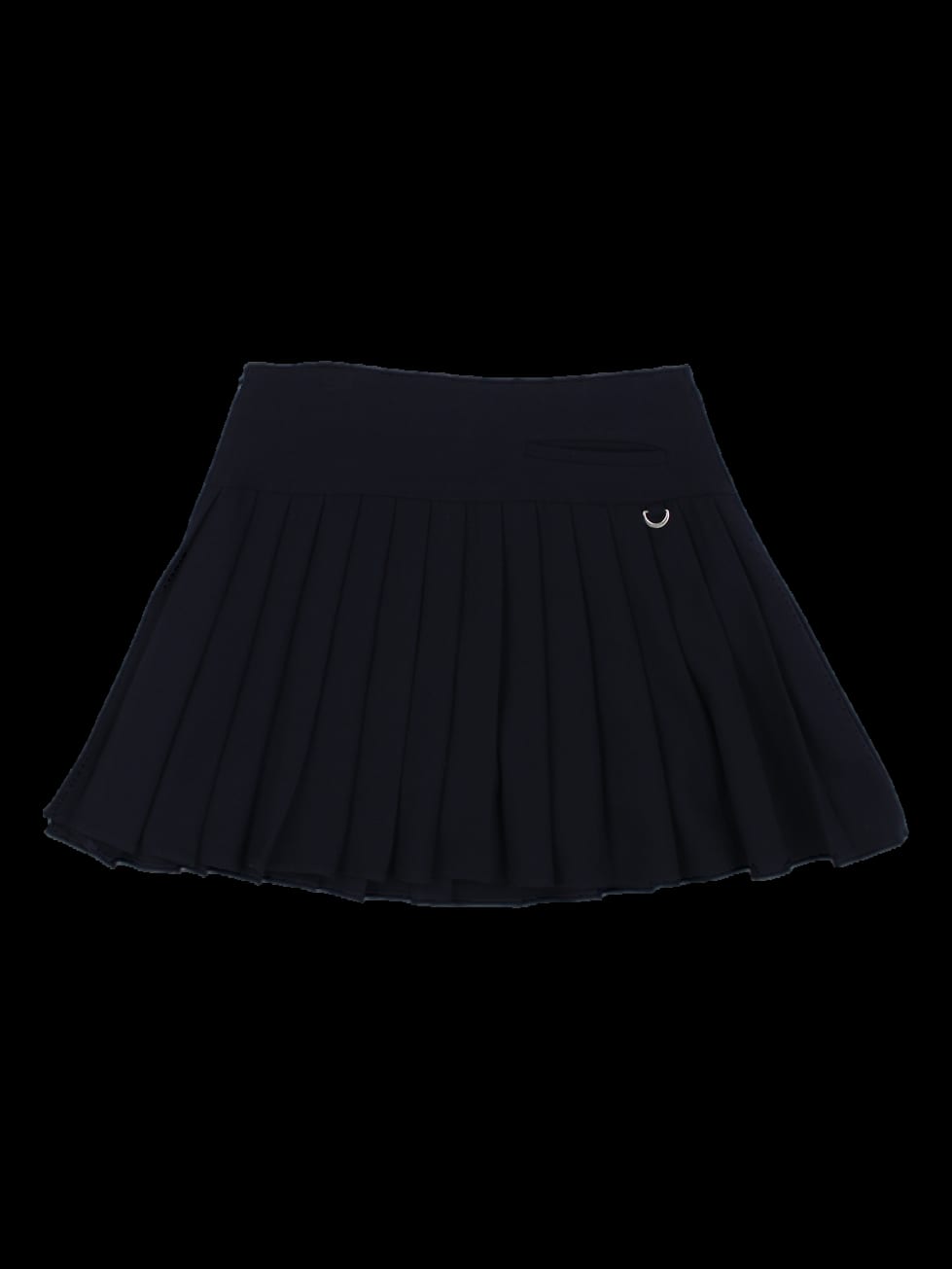 블랙 버튼 포인트 플리츠 미니 스커트