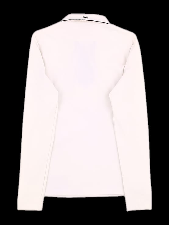 아이보리 배색 라인 긴팔 카라 티셔츠