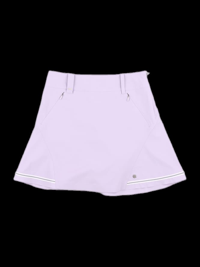 연보라 밑단 라인 포인트 플레어 큐롯 스커트