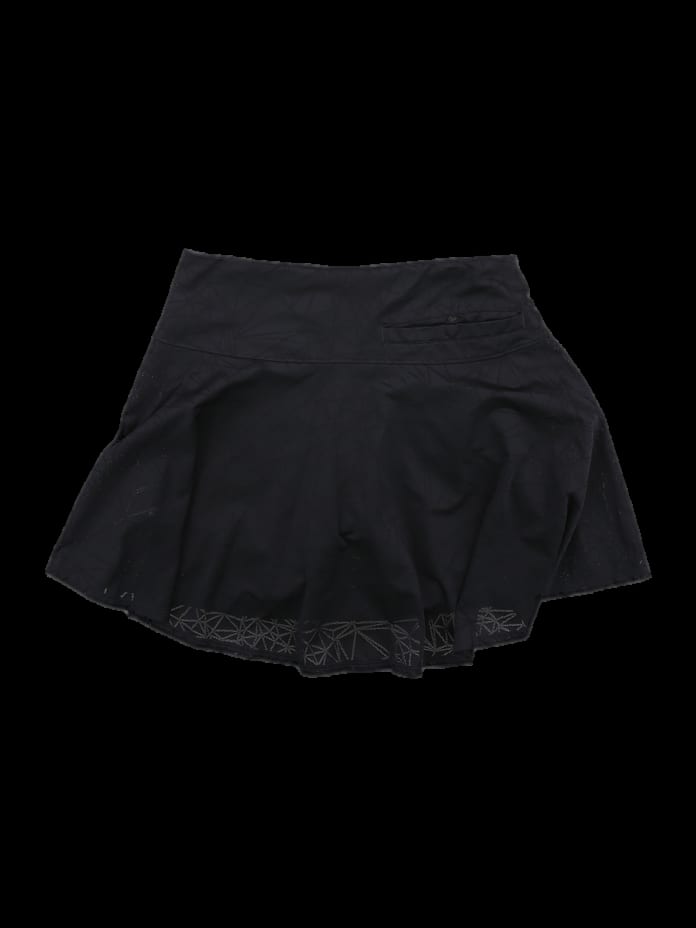 블랙 기하학 패턴 플리츠 스커트