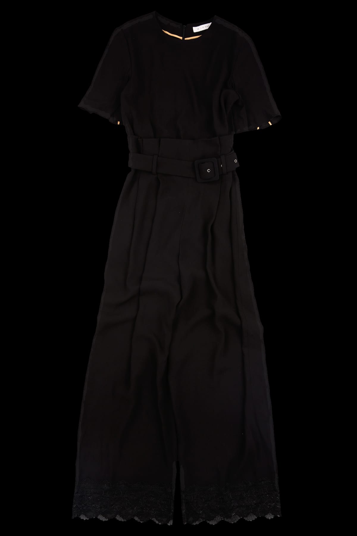 레이스 헴 벨티드 점프 수트
