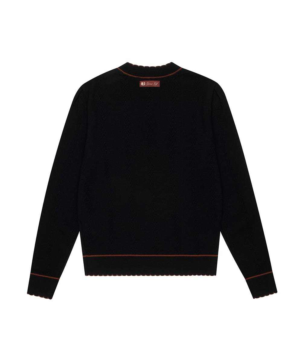 스칼럽 라운드넥 풀오버(BLACK)