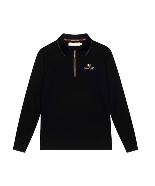 카라 하프 집업 티셔츠 우먼(BLACK)