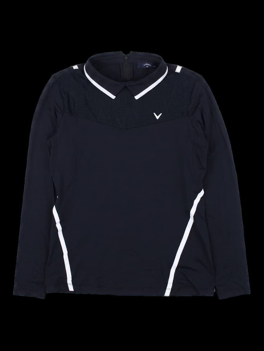 블랙 롱슬리브 카라 반집업 티셔츠