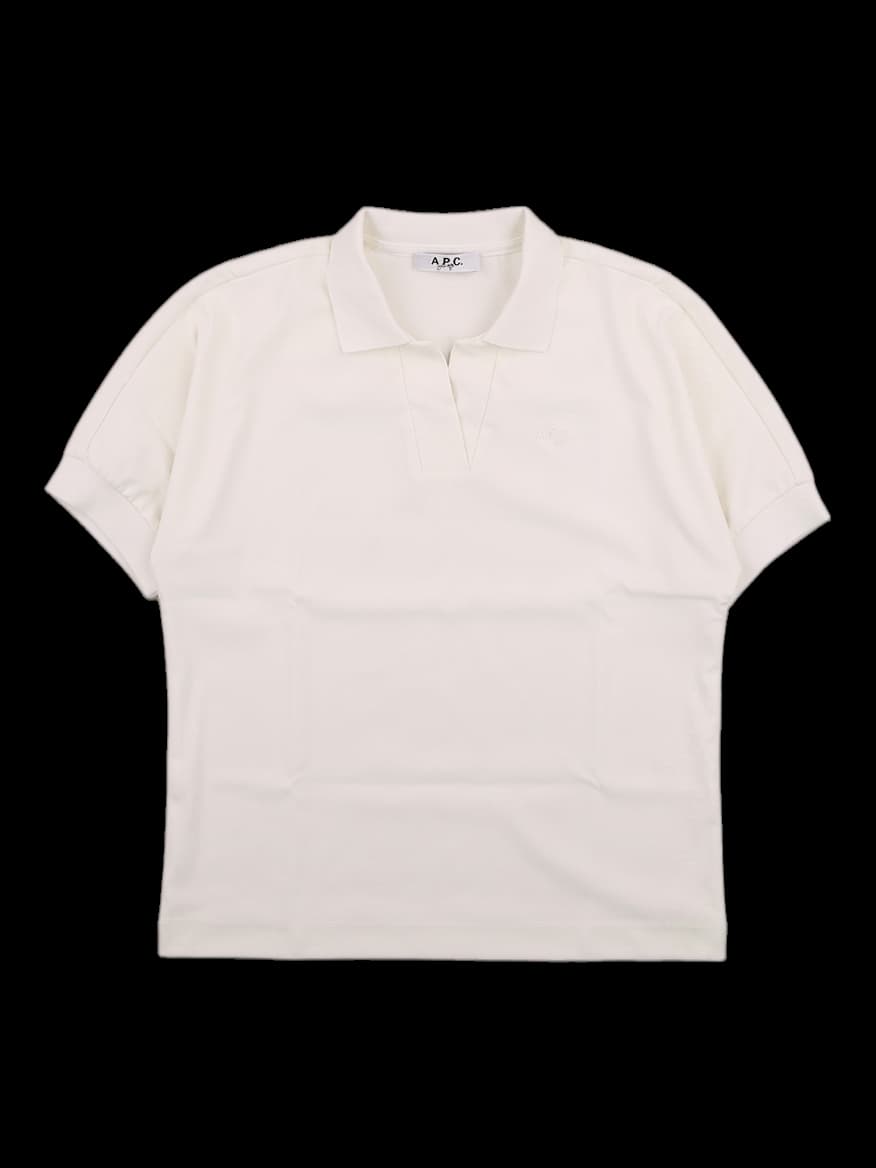아이보리 백 로고 프린트 반팔 카라티