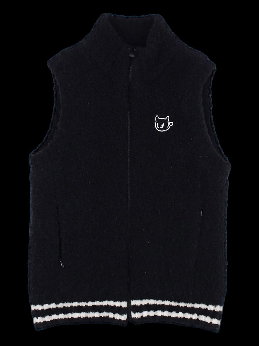 블랙 보아 퍼 지퍼업 베스트