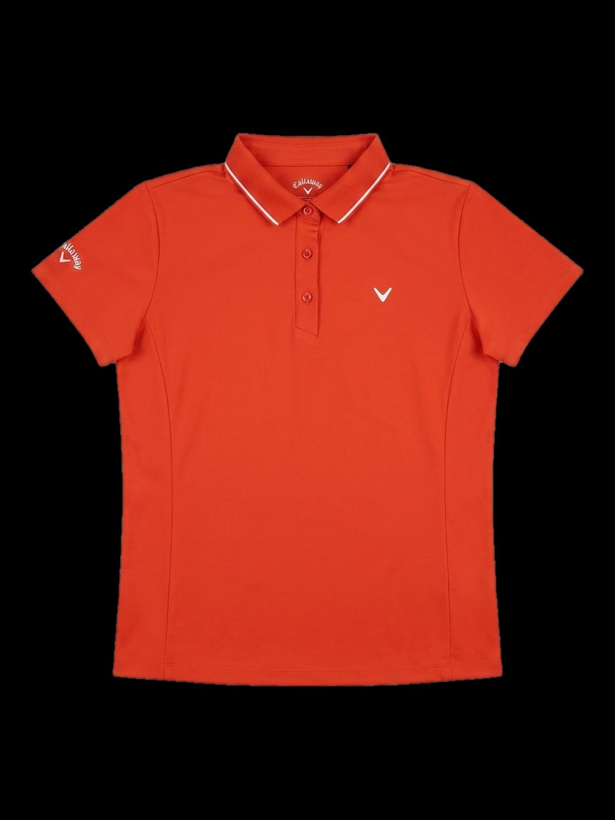 오렌지 솔리드 반팔 카라 티셔츠