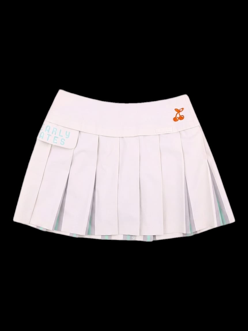 화이트 플리츠 미니 스커트