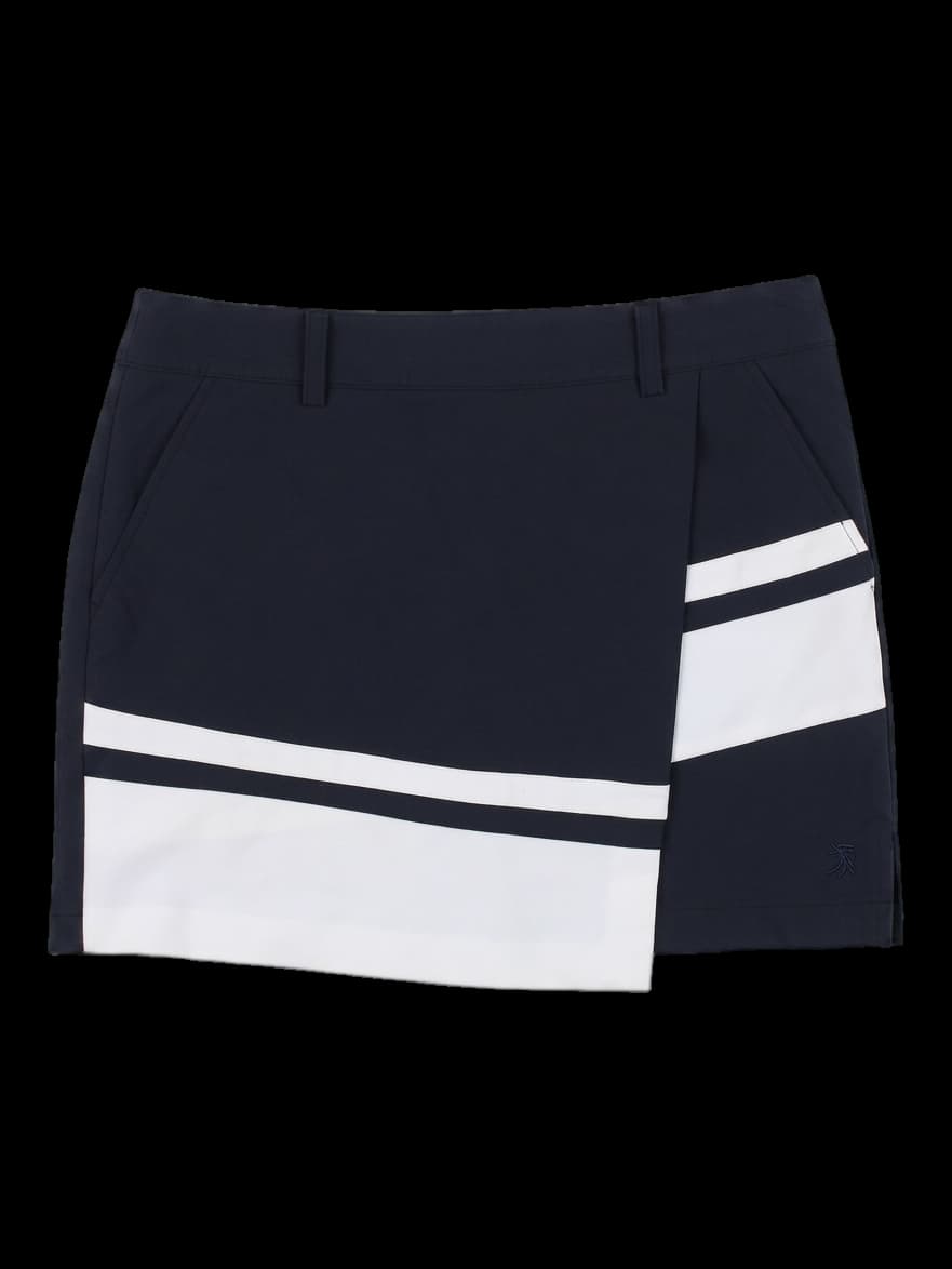 블랙 앤 화이트 컬러블록 미니 스커트