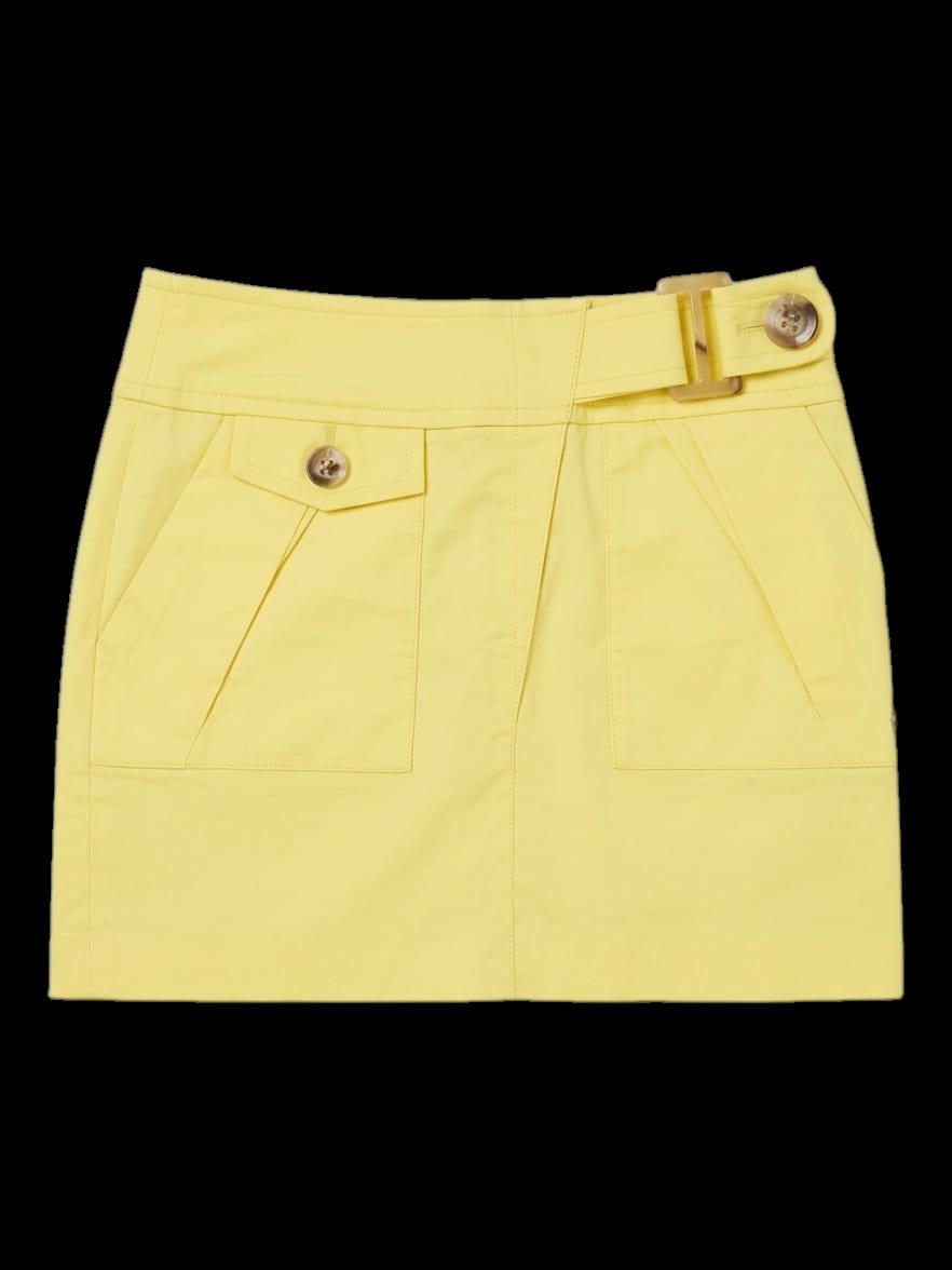 옐로우 벨티드 포켓 미니 스커트