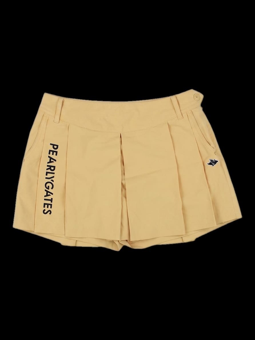 옐로우 플리츠 큐롯 스커트