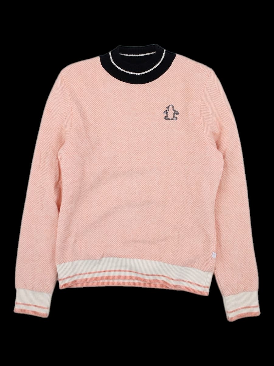 헤링본 핑크 니트 스웨터