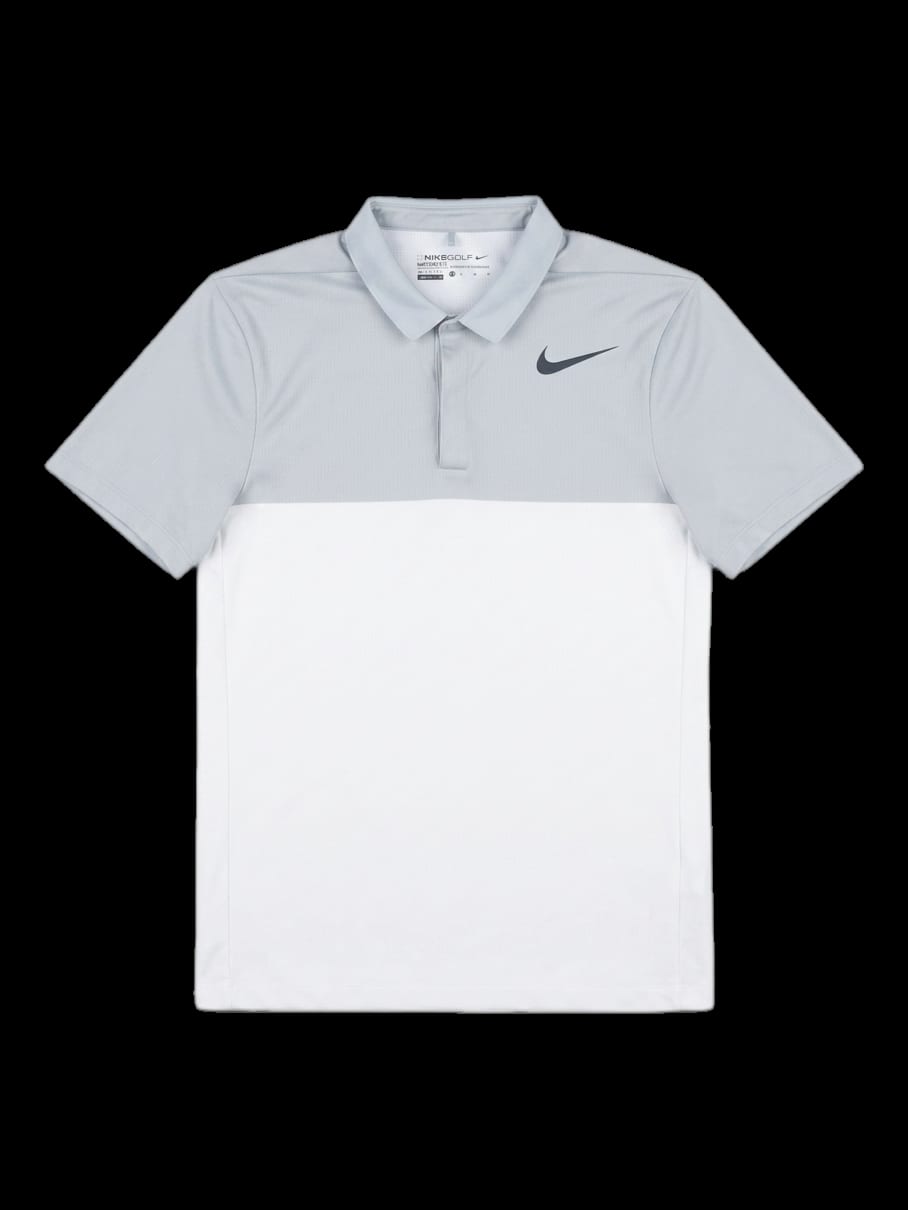 그레이 화이트 배색 반팔 카라 티셔츠