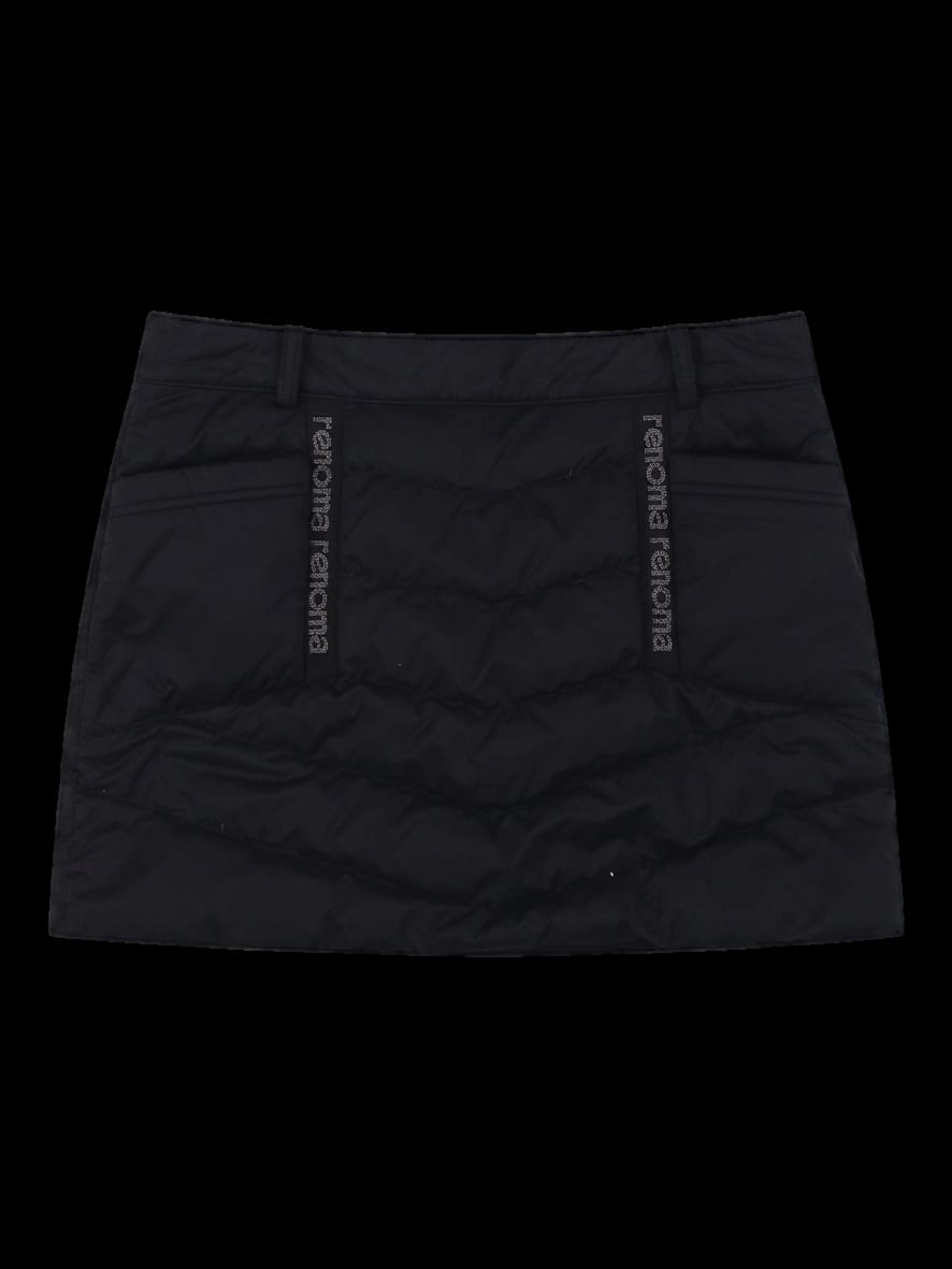 블랙 레터링 디테일 퀼팅 스커트