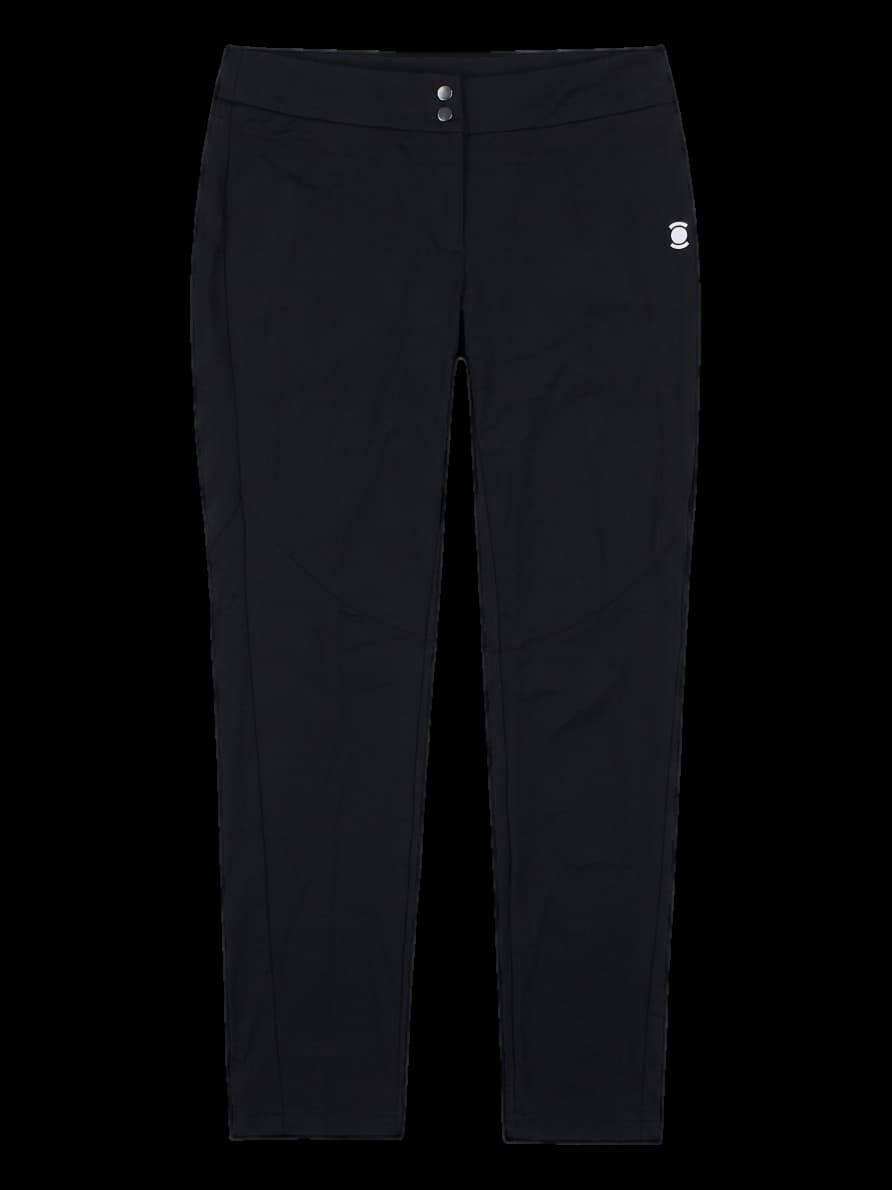 와이드앵글 여성 로고 포인트 슬림핏 골프 팬츠 블랙