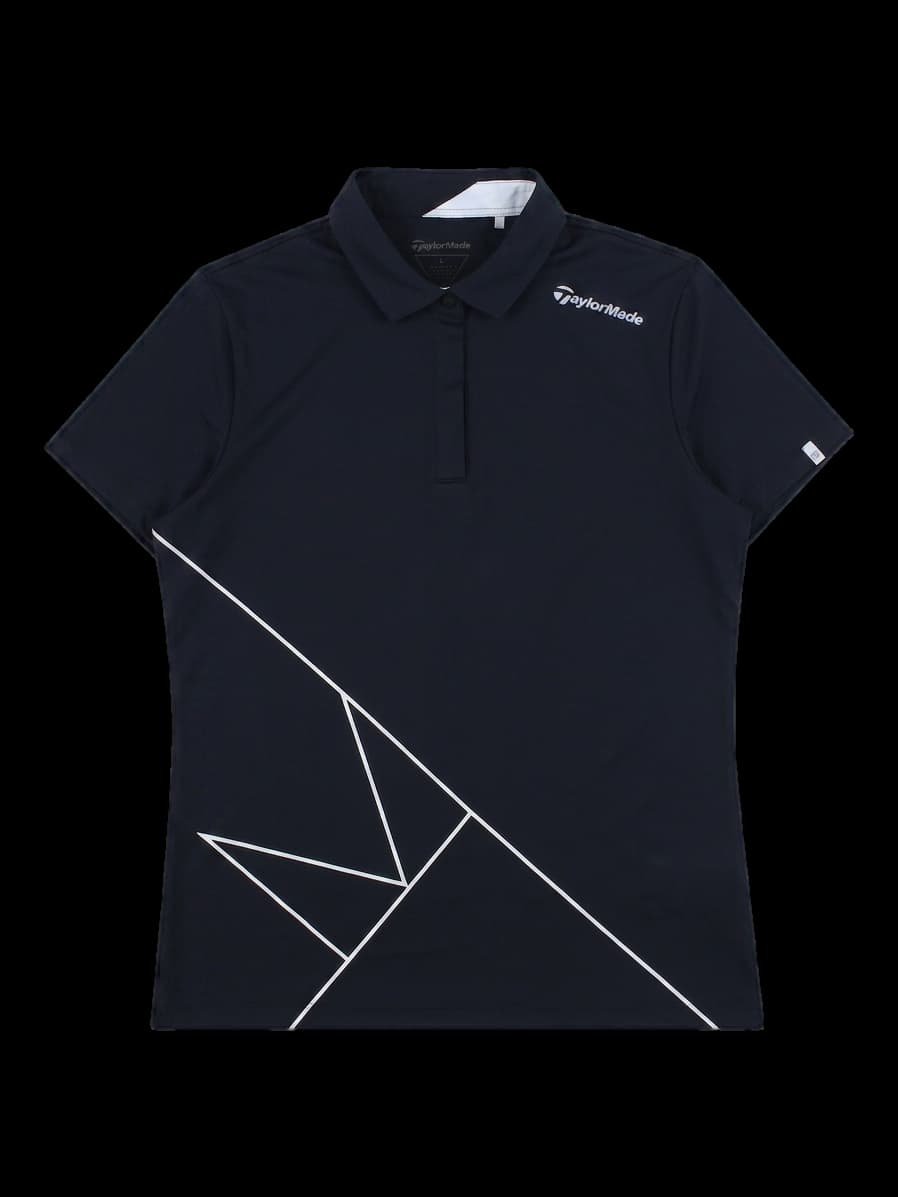 테일러메이드 블랙 기하학 패턴 반팔 카라티