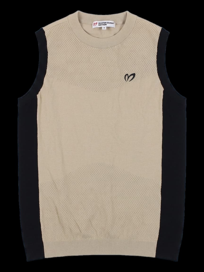 베이지/블랙 니트 베스트