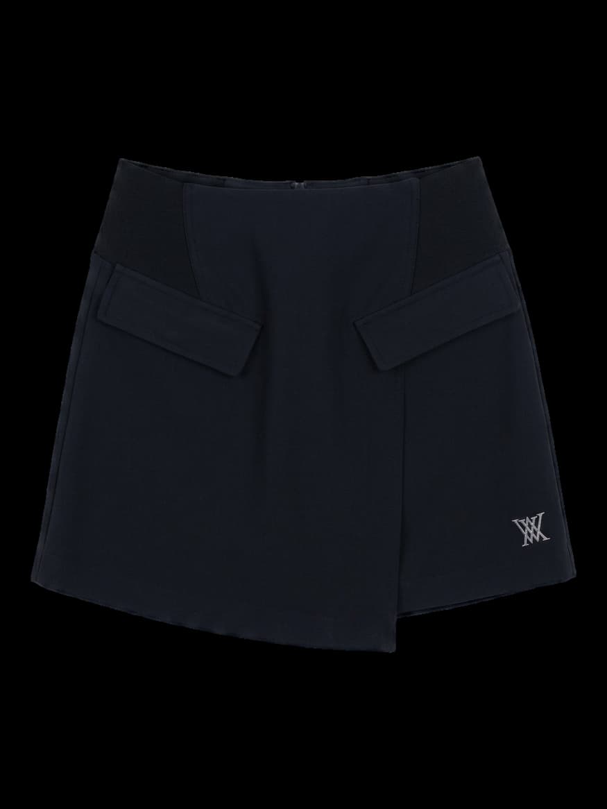 블랙 랩 스타일 미니 스커트