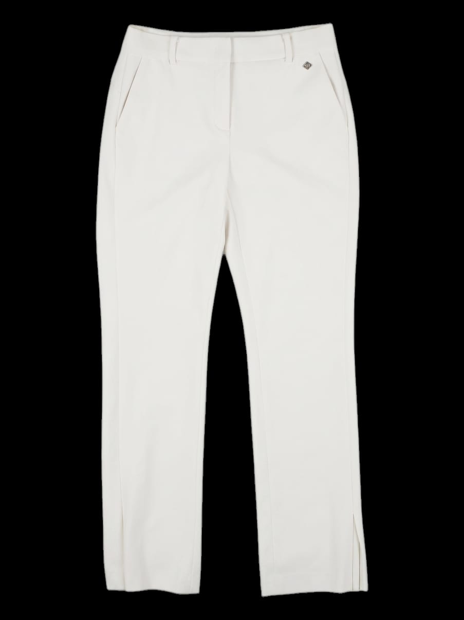 화이트 슬림핏 밑단 슬릿 긴바지