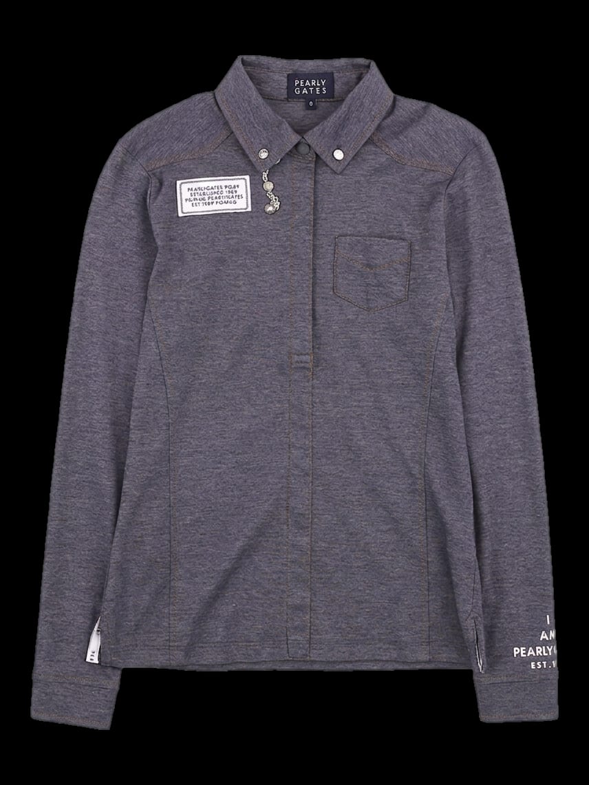 그레이 긴팔 카라 티셔츠