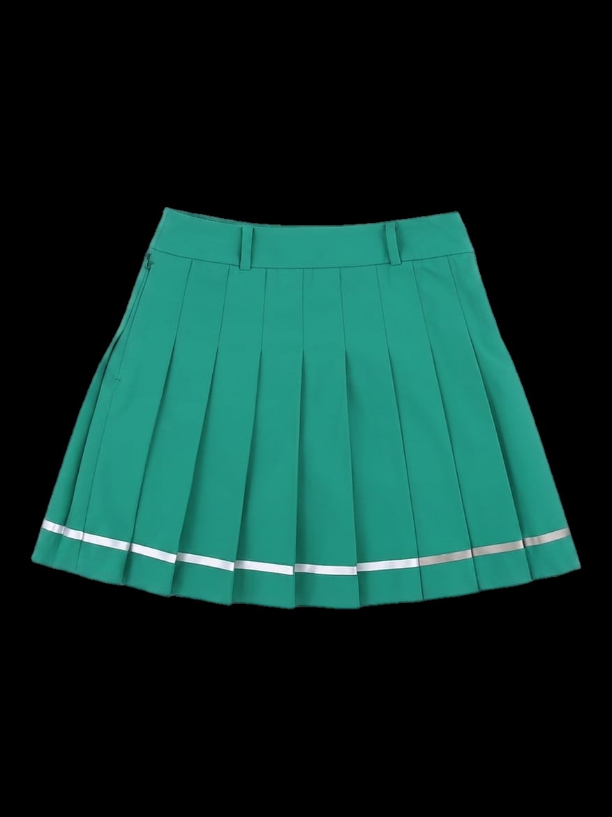 그린 라인 디테일 플리츠 스커트