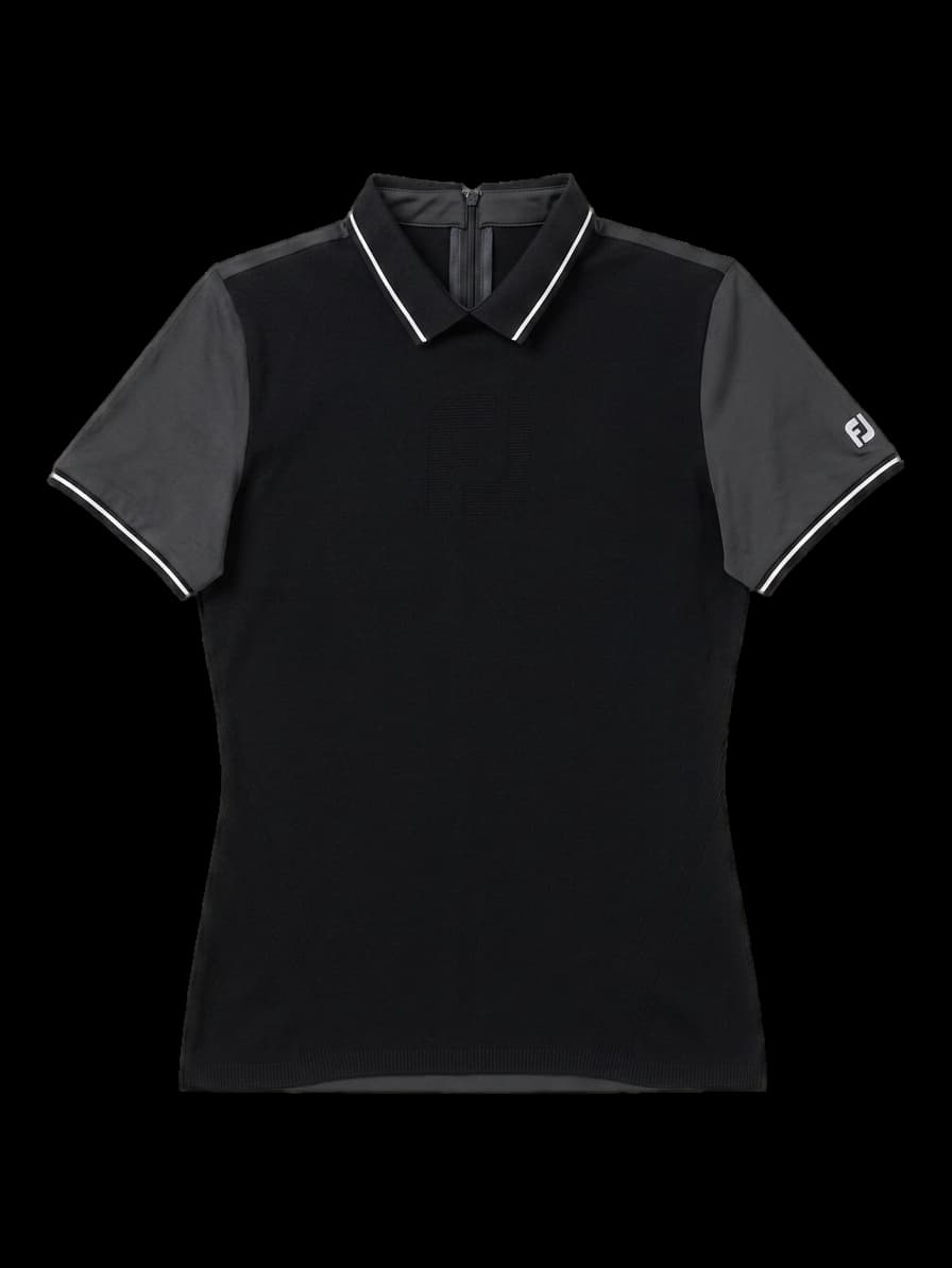 블랙 반팔 지퍼 카라티