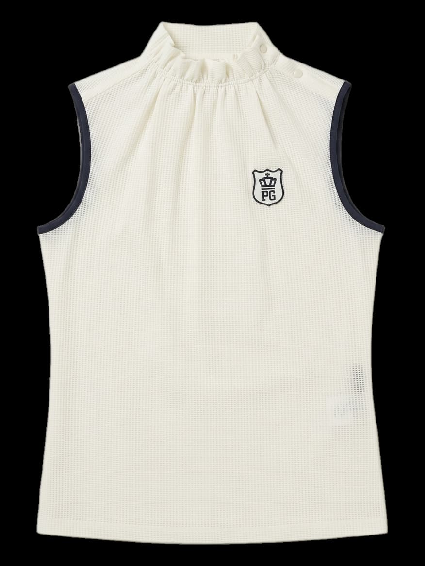 여성용 메쉬 퓨어 화이트 민소매 상의