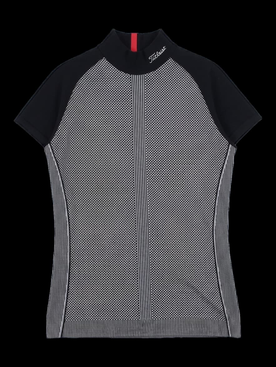 타이틀리스트 남성 블랙/화이트 패턴 반팔 니트 티셔츠