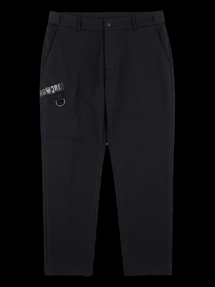블랙 테이퍼드 로고 팬츠