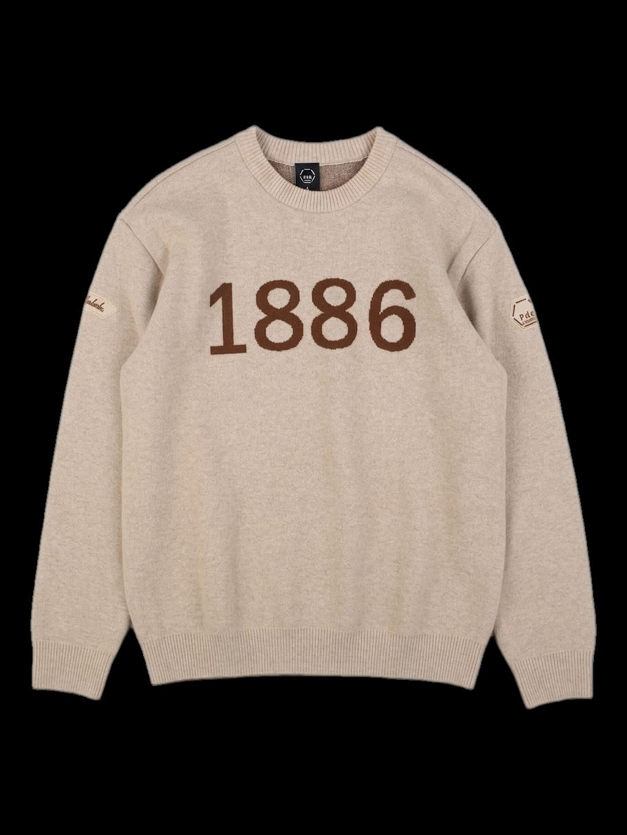 베이지 1886 그래픽 긴팔 니트