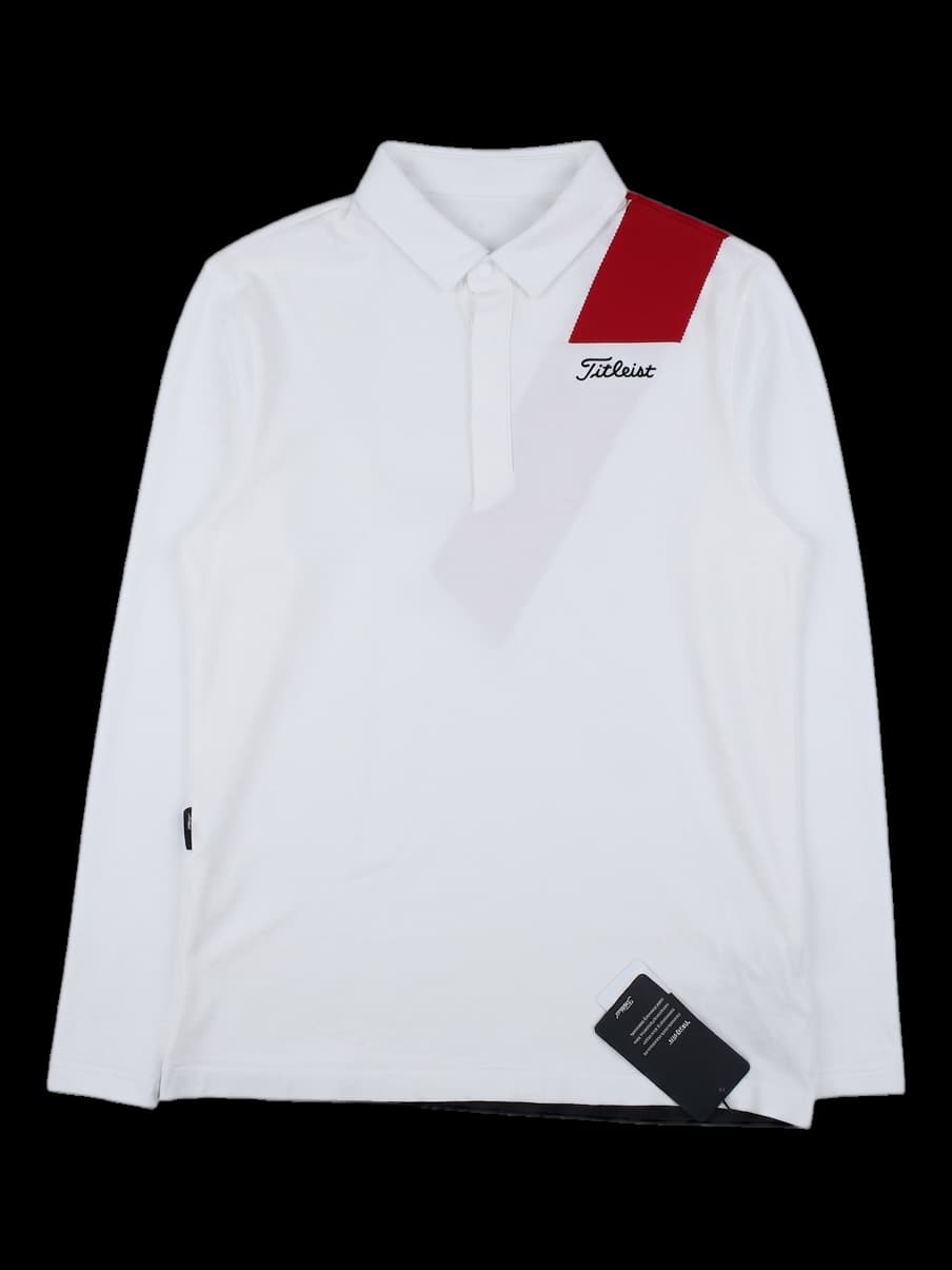타이틀리스트 화이트 배색 롱슬리브 카라티