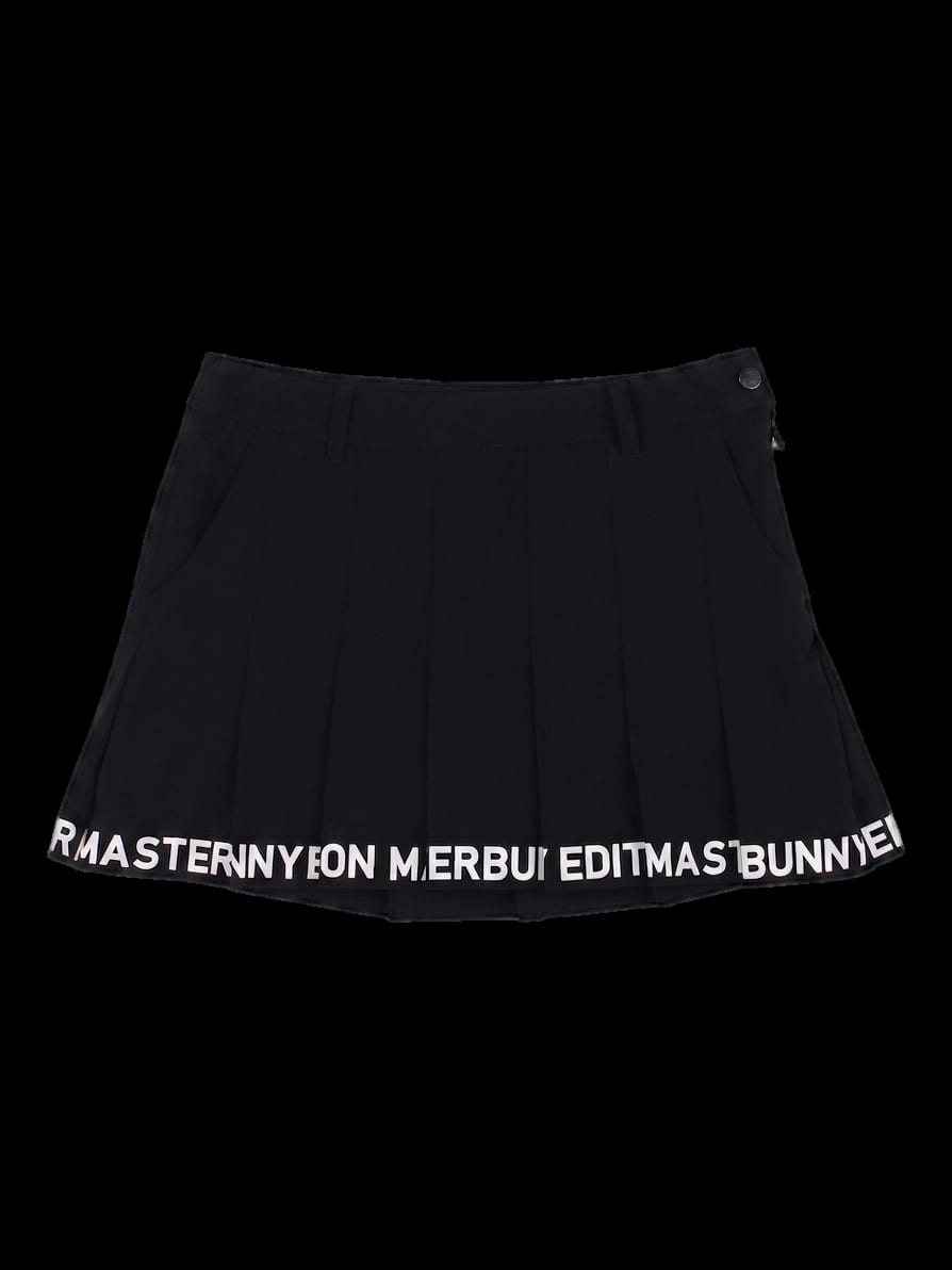 블랙 레터링 플리츠 스커트