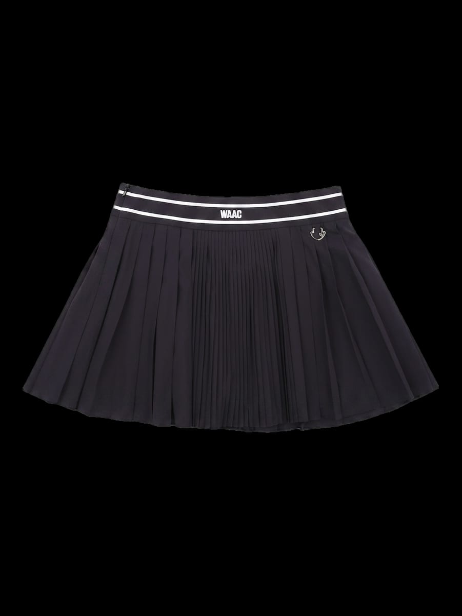 블랙 웨이스트 밴드 플리츠 스커트