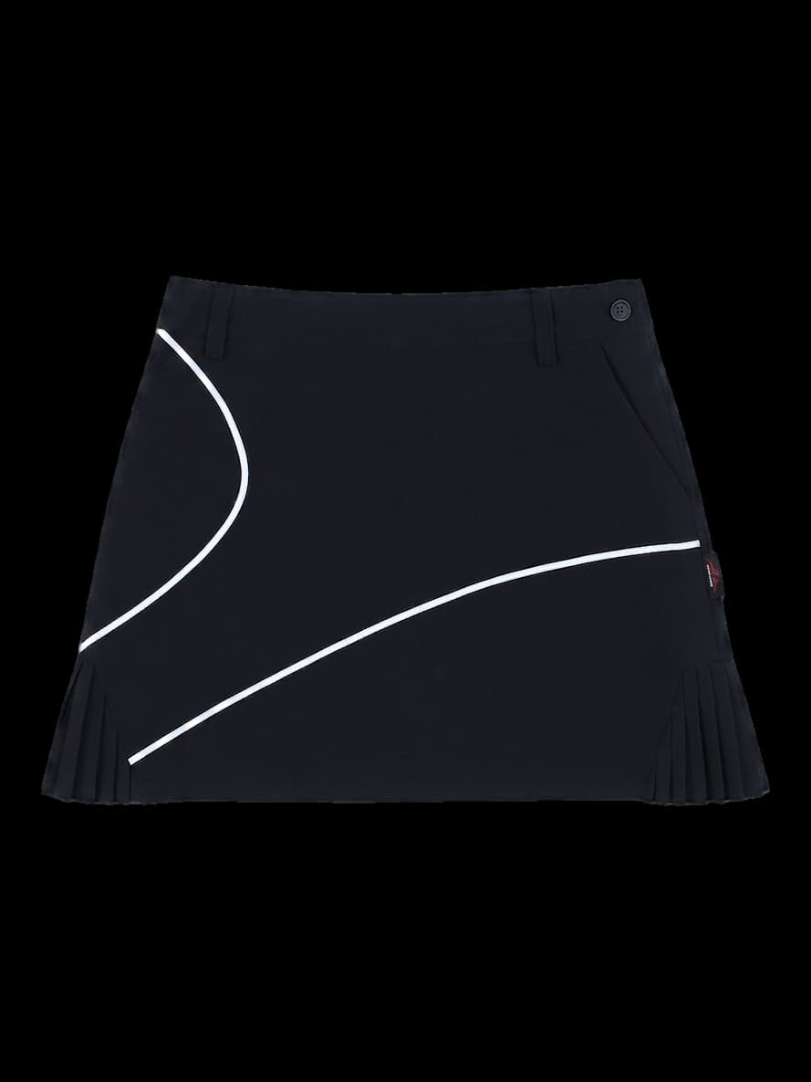 블랙 배색 포인트 플리츠 미니 스커트