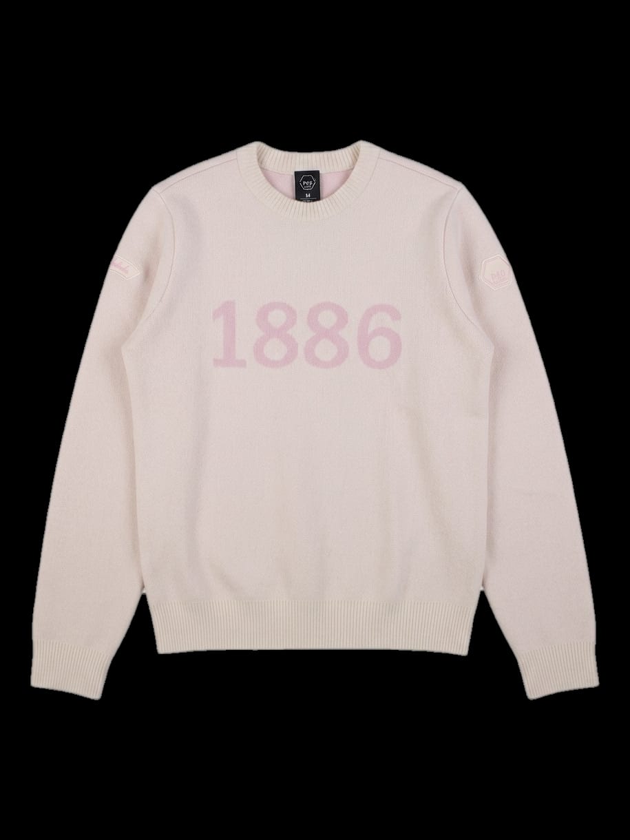 연핑크 1886 그래픽 긴팔 니트