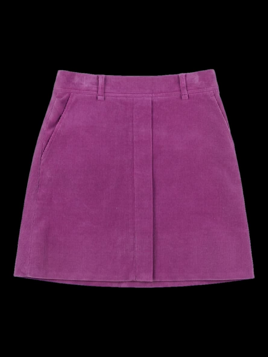 퍼플 코듀로이 미니 스커트