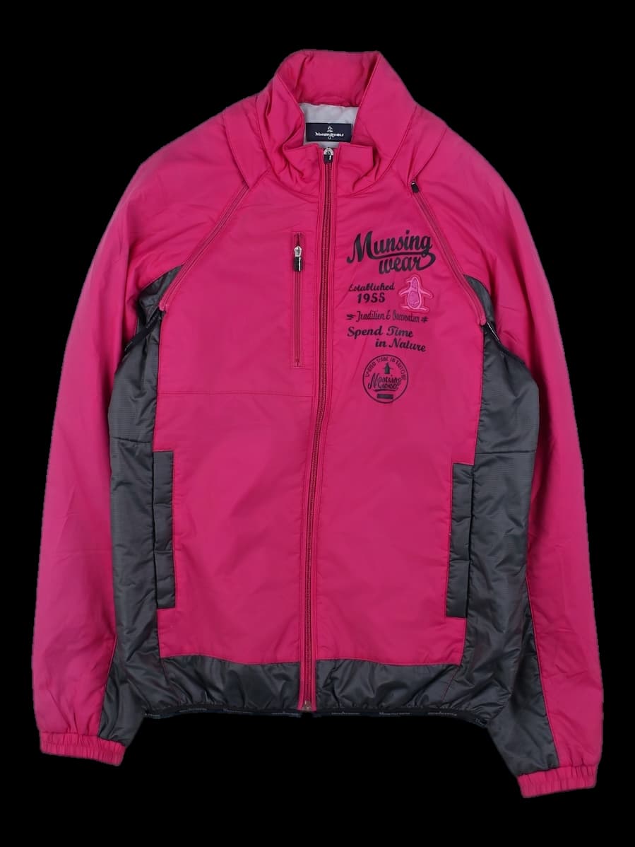 먼싱웨어 핑크 배색 바람막이 자켓